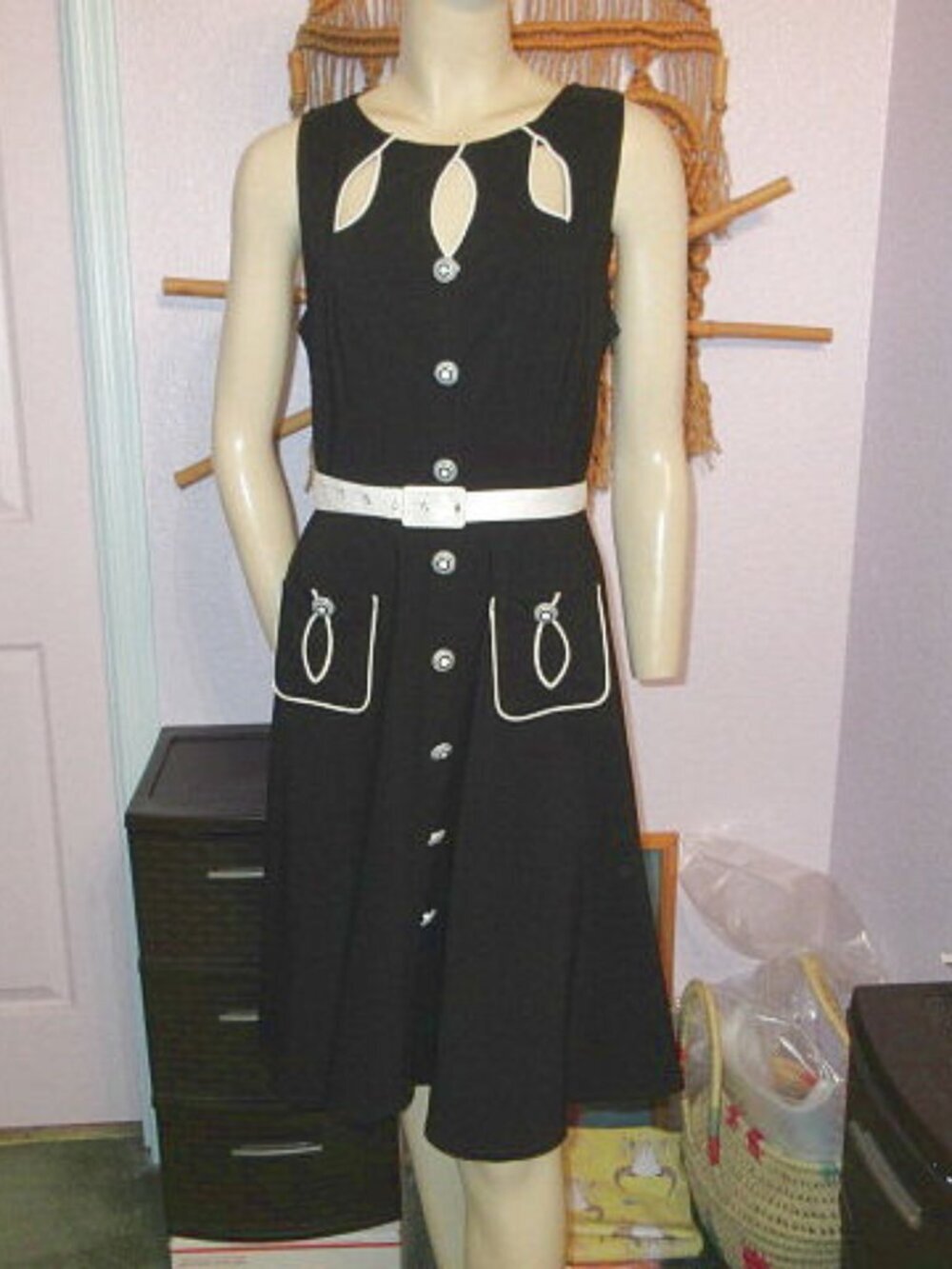50s Style Voodoo Vixen Swing Dress Size L Pockets Retro Rockabilly Whimsigoth